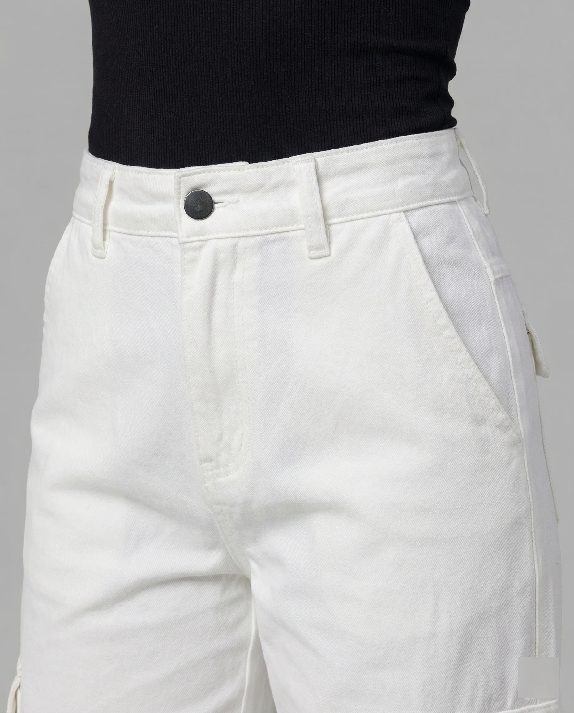 Damen hochgeschnittene weite Cargo-Hose mit Kellerfalten, großen Klappentaschen und verstellbarem Druckknopfsaum Heidi-Mode - Image 3