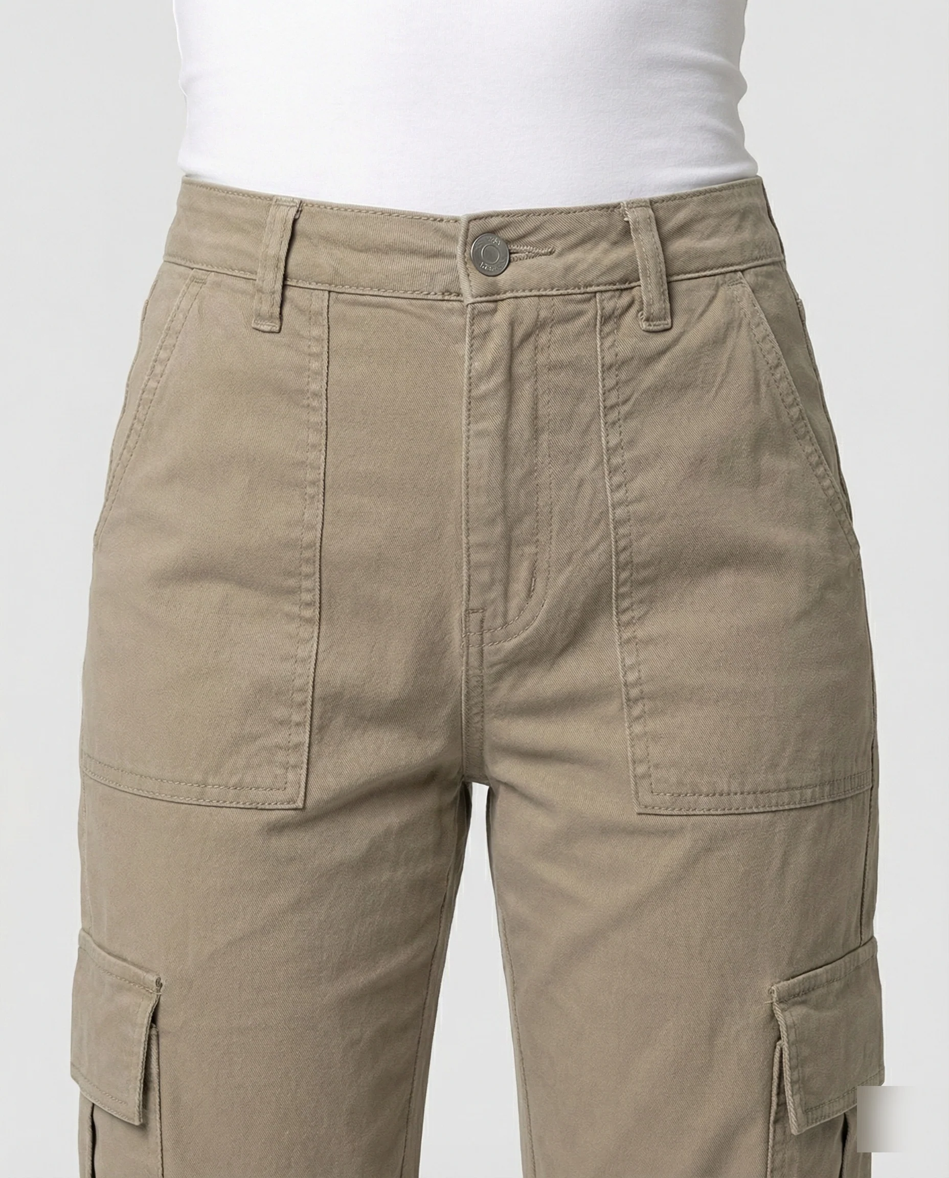 Damen hochgeschnittene Workwear-Cargohose aus robustem Baumwolltwill mit geradem Bein und aufgesetzten Klapptaschen Heidi-Mode - Image 3