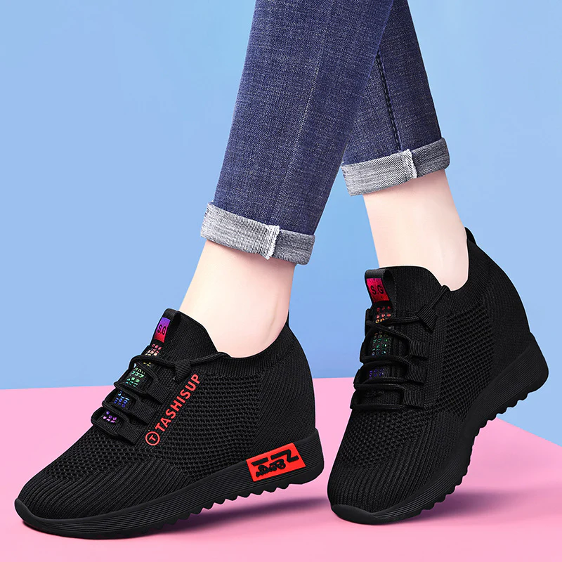 Damen Hochschnitt Sneakers mit atmungsaktiver Mesh-Oberfläche und komfortabler Wedge-Sohle Heidi Mode - Image 2
