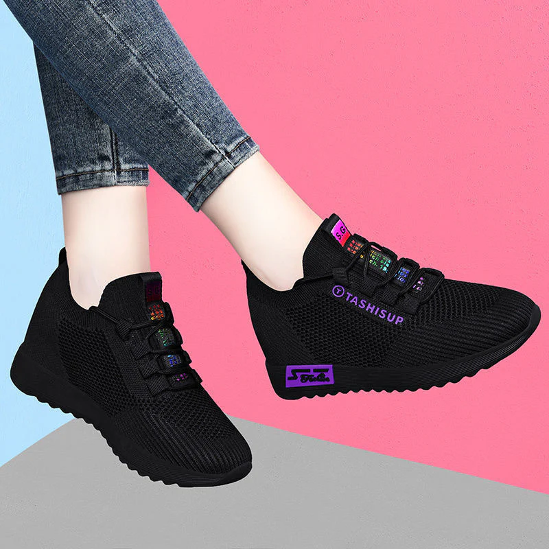 Damen Hochschnitt Sneakers mit atmungsaktiver Mesh-Oberfläche und komfortabler Wedge-Sohle Heidi Mode - Image 3
