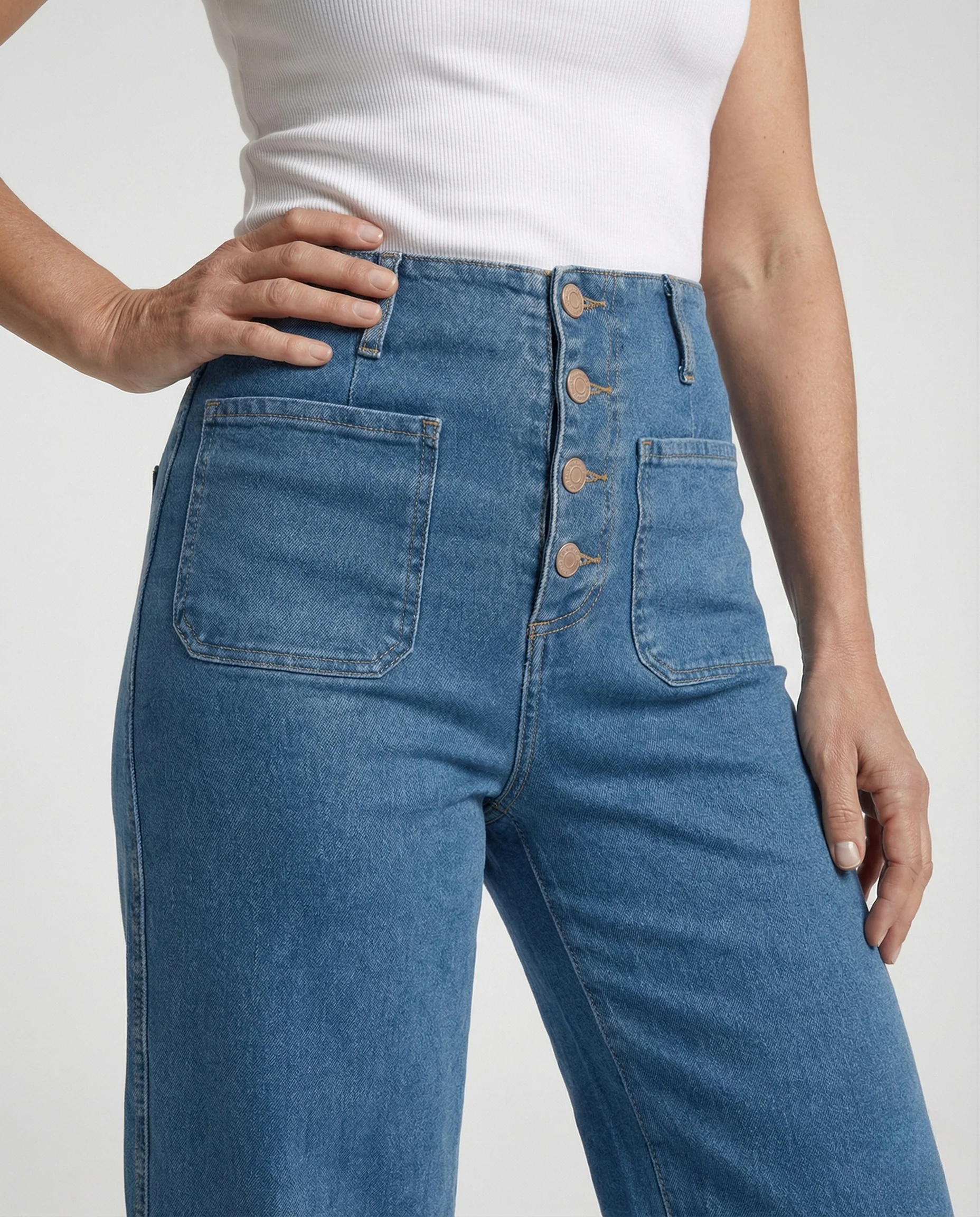Damen High-Waist Jeans mit weitem Bein - Image 3