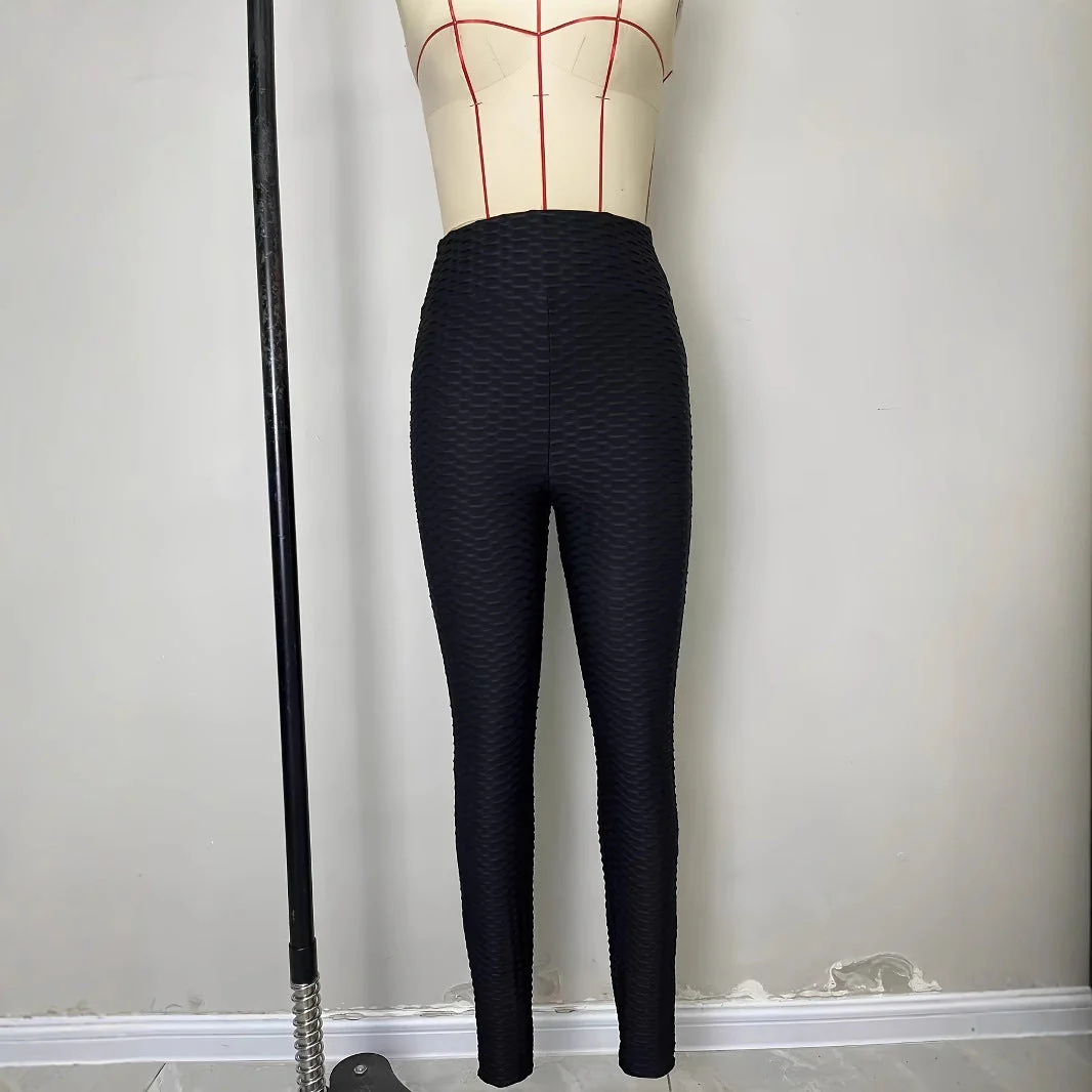 Damen Hochtaillierte Sportleggings mit Strukturierter Oberfläche Heidi-Mode - Image 4