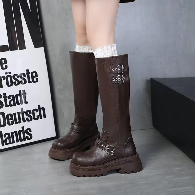 Damen Hochwertige Overknee-Stiefel mit trendigen Schnallen und robustem Sohlenprofil Heidi Mode - Image 4