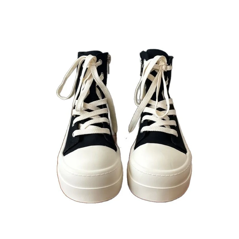 Damen Hochwertige Plateausneaker mit seitlichem Reißverschluss und atmungsaktiver Canvas-Oberfläche Heidi Mode - Image 5