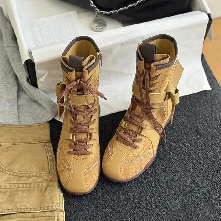 Damen Hohe Schnürstiefel mit modischer Schnallenverzierung und robustem Obermaterial Heidi Mode - Image 4