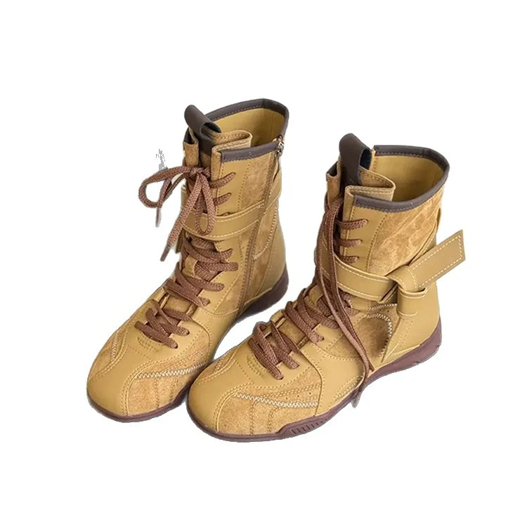 Damen Hohe Schnürstiefel mit modischer Schnallenverzierung und robustem Obermaterial Heidi Mode - Image 5