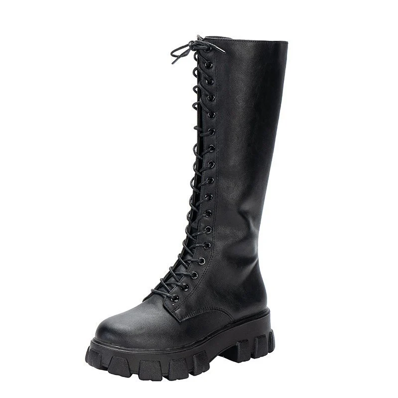 Damen Hohe Schnürstiefel mit robustem Profil und modischem Design Heidi Mode - Image 6