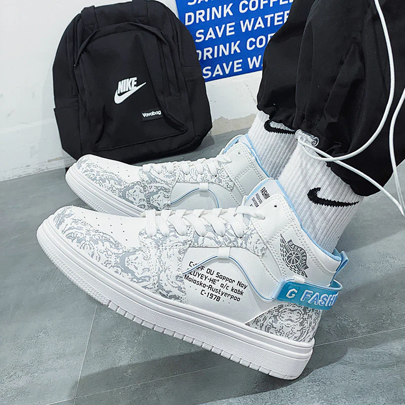 Damen Hohe Sneaker im urbanen Design mit auffälligem Print Heidi Mode