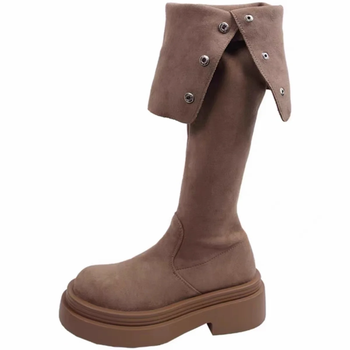 Damen Hohe Stiefel mit modischem Gürtel und Plateau-Sohle Heidi Mode - Image 5