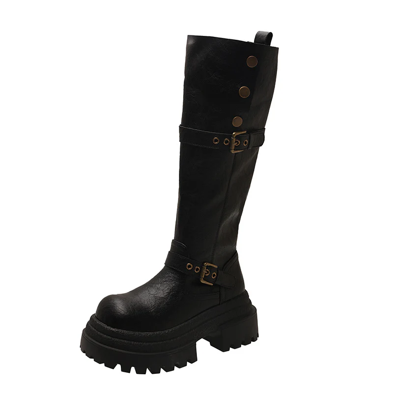 Damen hohe Stiefel mit modischem Schnallendesign und robustem Sohlenprofil Heidi Mode - Image 7