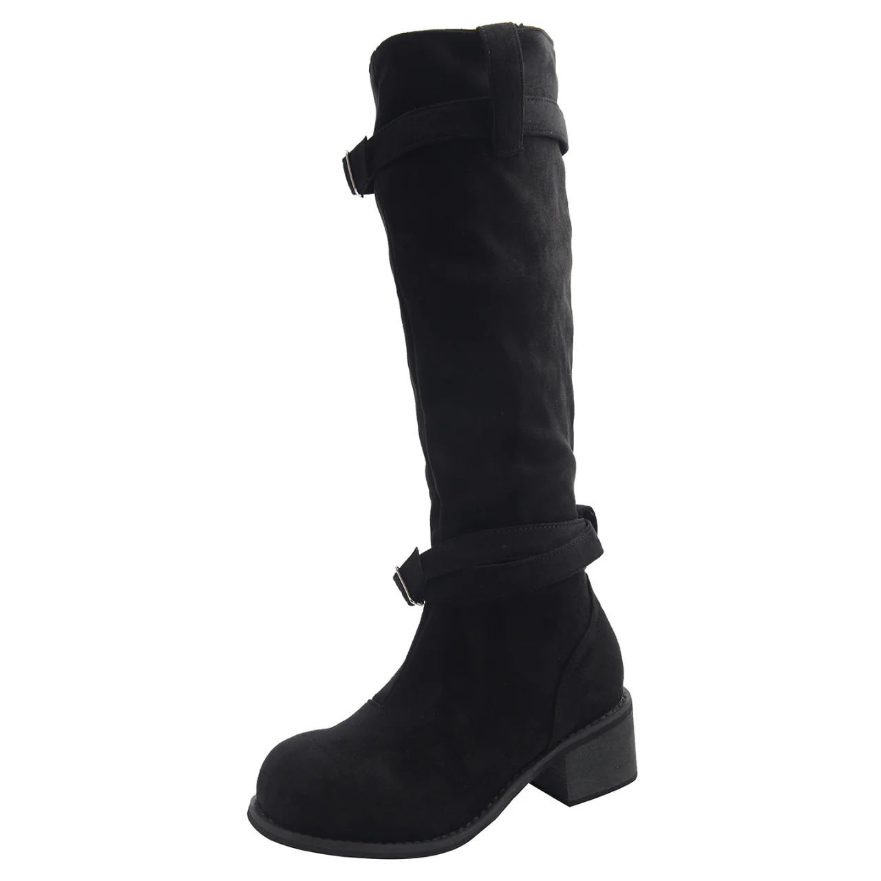 Damen hohe Stiefel mit modischen Schnallen und bequemem Blockabsatz Heidi Mode - Image 6
