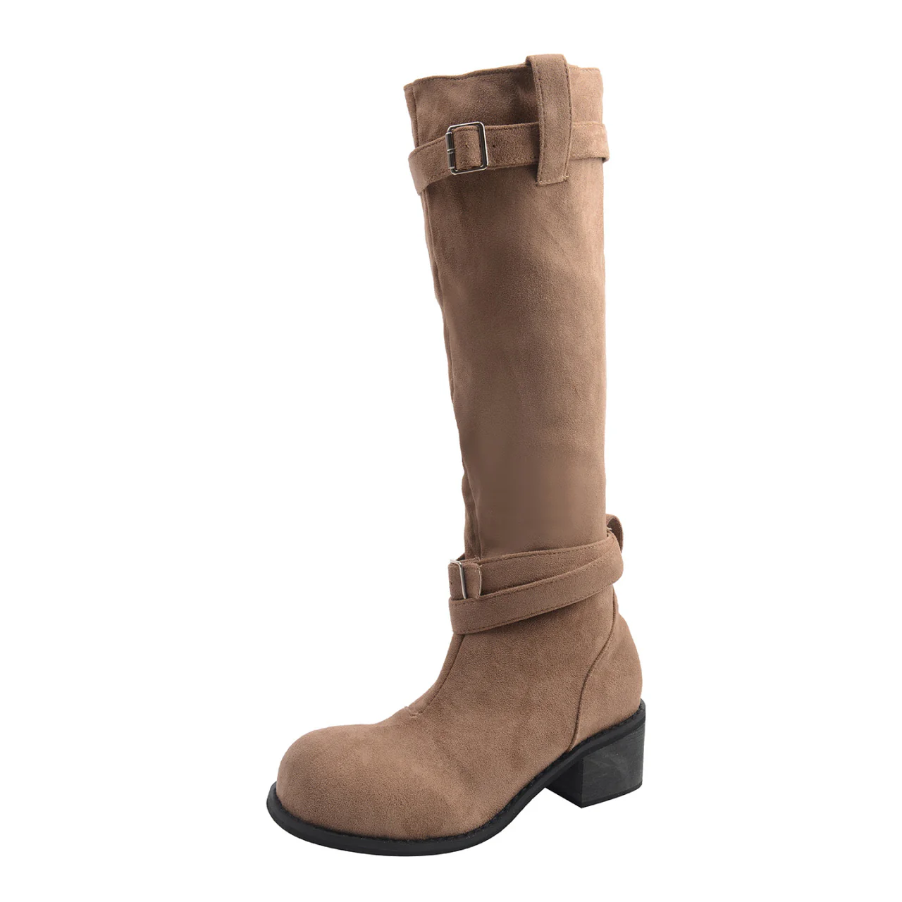Damen hohe Stiefel mit modischen Schnallen und bequemem Blockabsatz Heidi Mode - Image 7