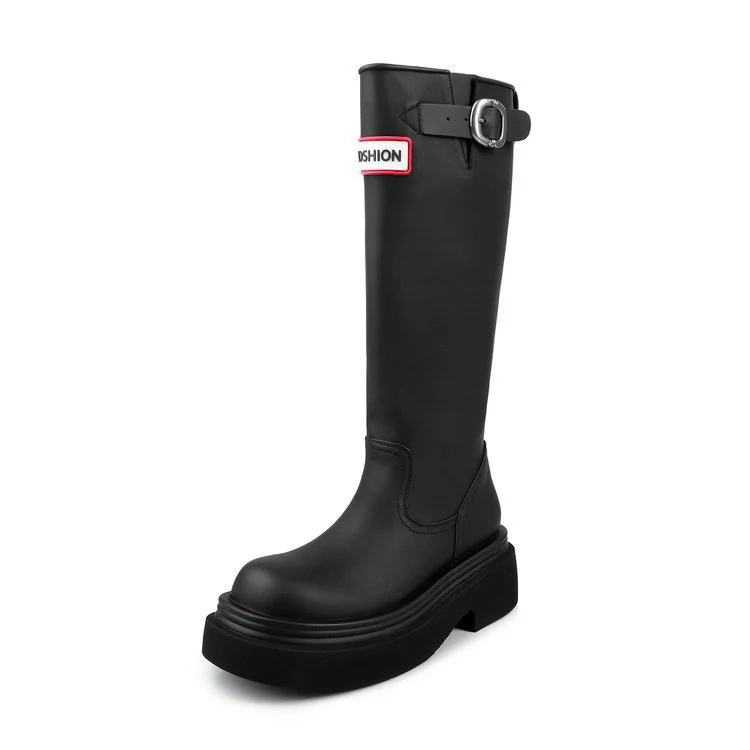 Damen Hohe Stiefel mit modischer Schnalle und komfortablem Plateau Heidi Mode - Image 6