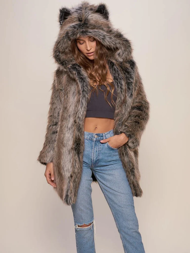 Damen Hooded Faux-Fur-Mantel mit Ohrenschützer Heidi-Mode - Image 7