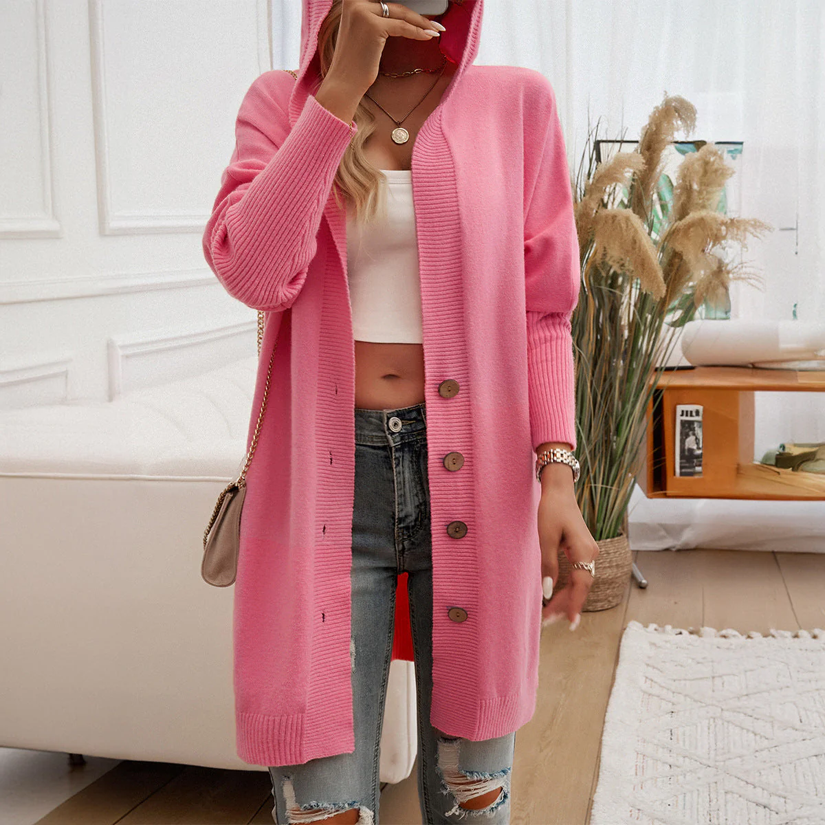 Damen Hoodie-Kardigan mit Knopfdetail und Lässigem Schnitt Heidi-Mode - Image 4