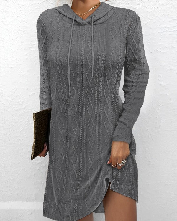 Damen Hoodie-Kleid mit Struktur und Seitlichem Schlitz Heidi-Mode - Image 9