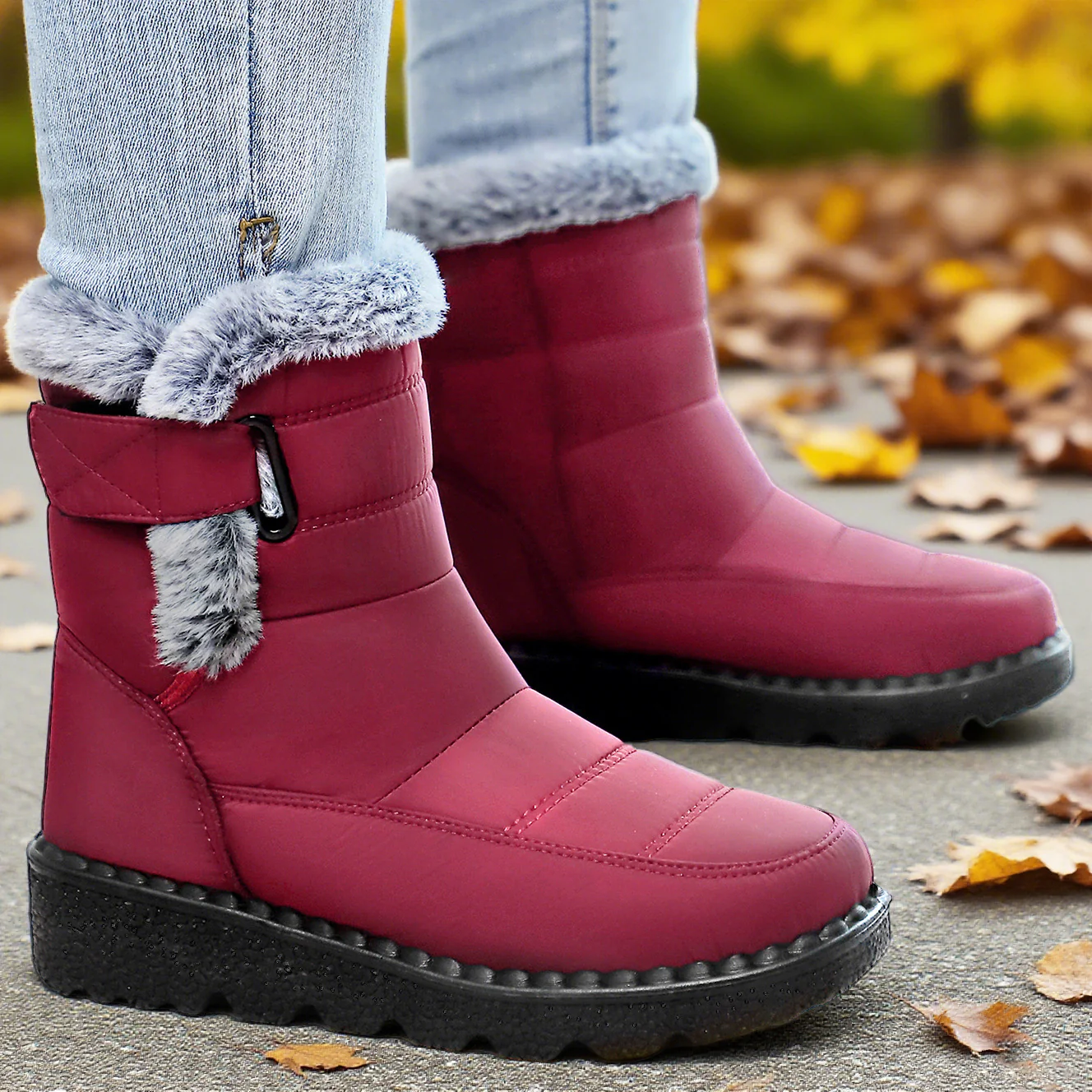 Damen Isolierte Winterstiefel mit weichem Innenfutter und praktischen Schnallen Heidi Mode