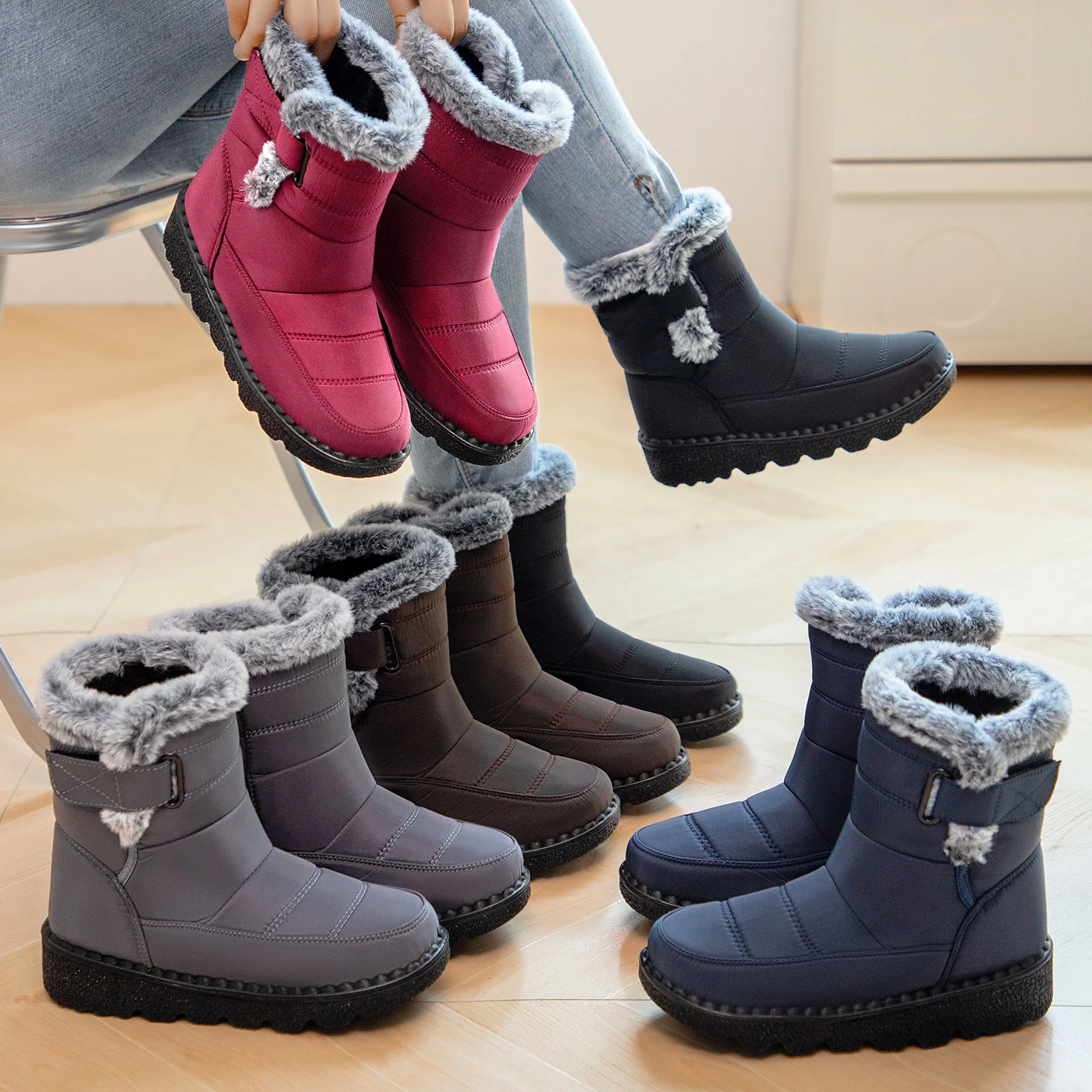 Damen Isolierte Winterstiefel mit weichem Innenfutter und praktischen Schnallen Heidi Mode - Image 3