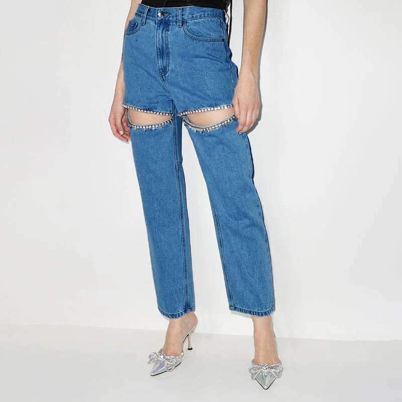 Damen Jeans mit Cut-Outs und Funkelnden Details Heidi-Mode - Image 6