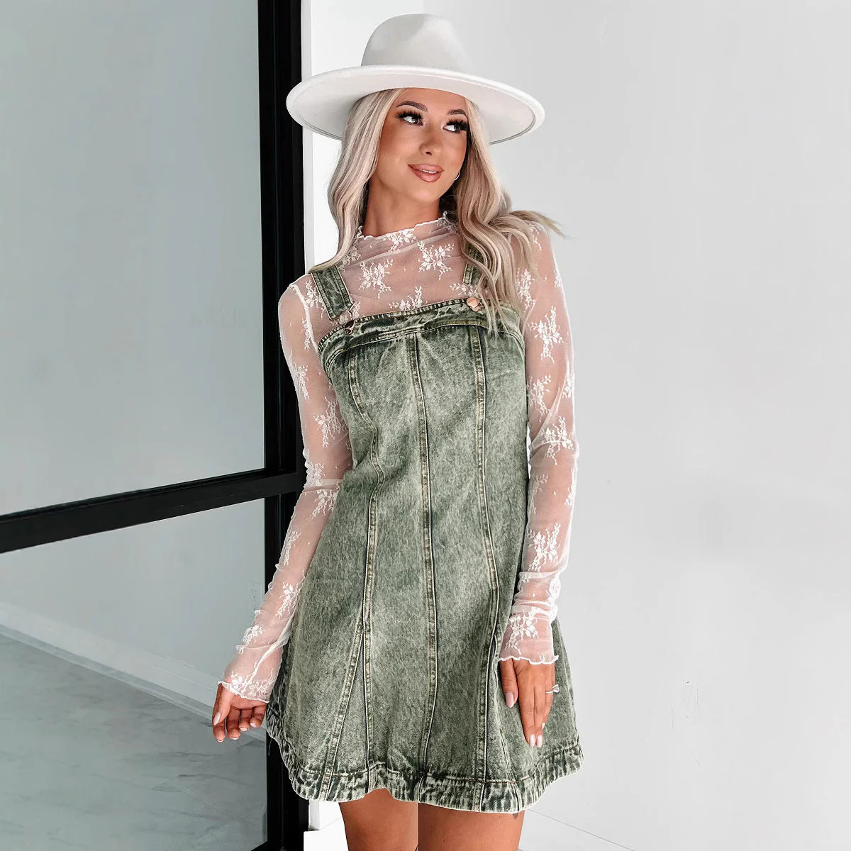 Damen Jeanskleid mit Verstellbaren Trägern und Modernem Schnitt Heidi-Mode - Image 2