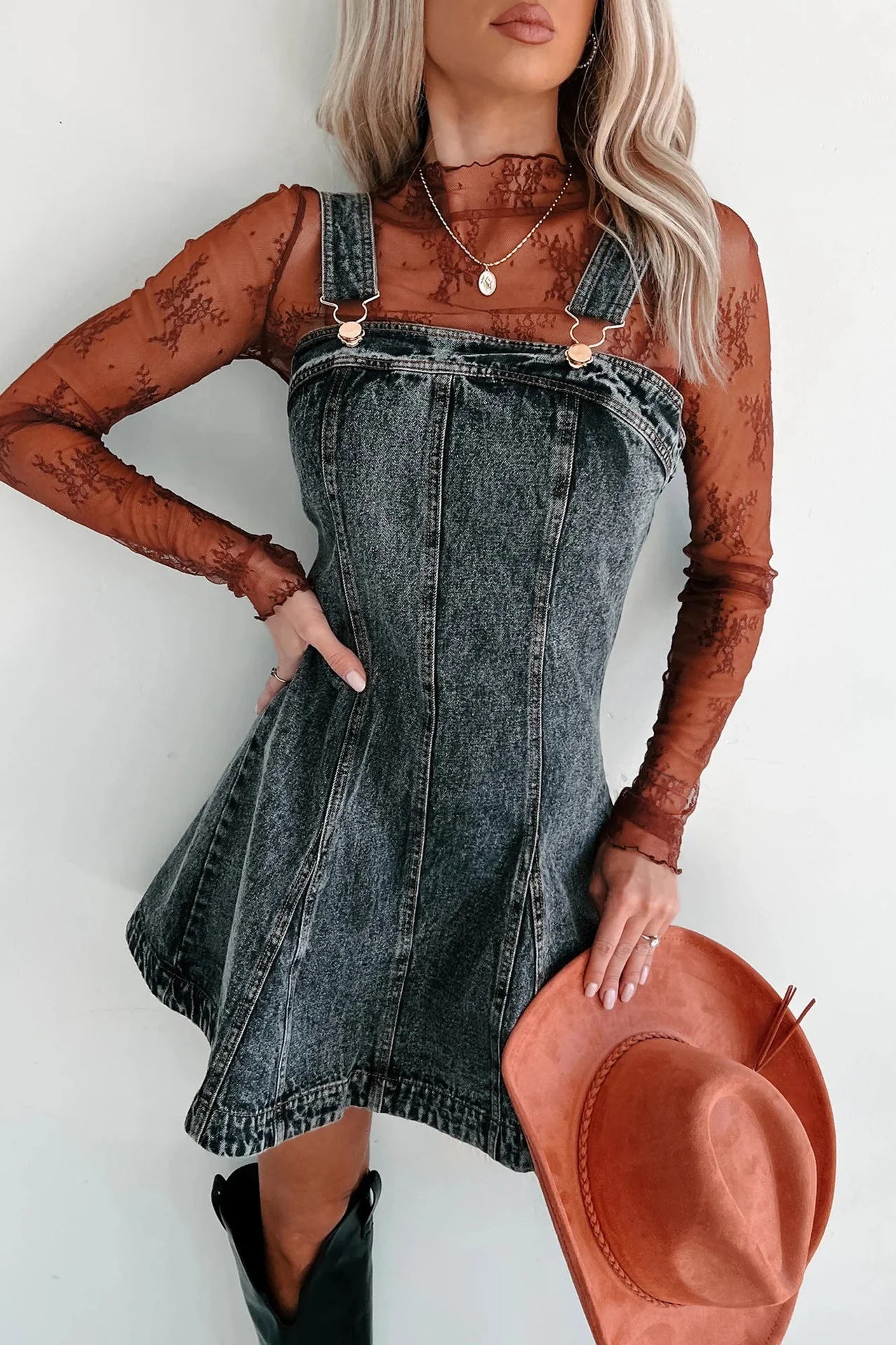 Damen Jeanskleid mit Verstellbaren Trägern und Modernem Schnitt Heidi-Mode - Image 8