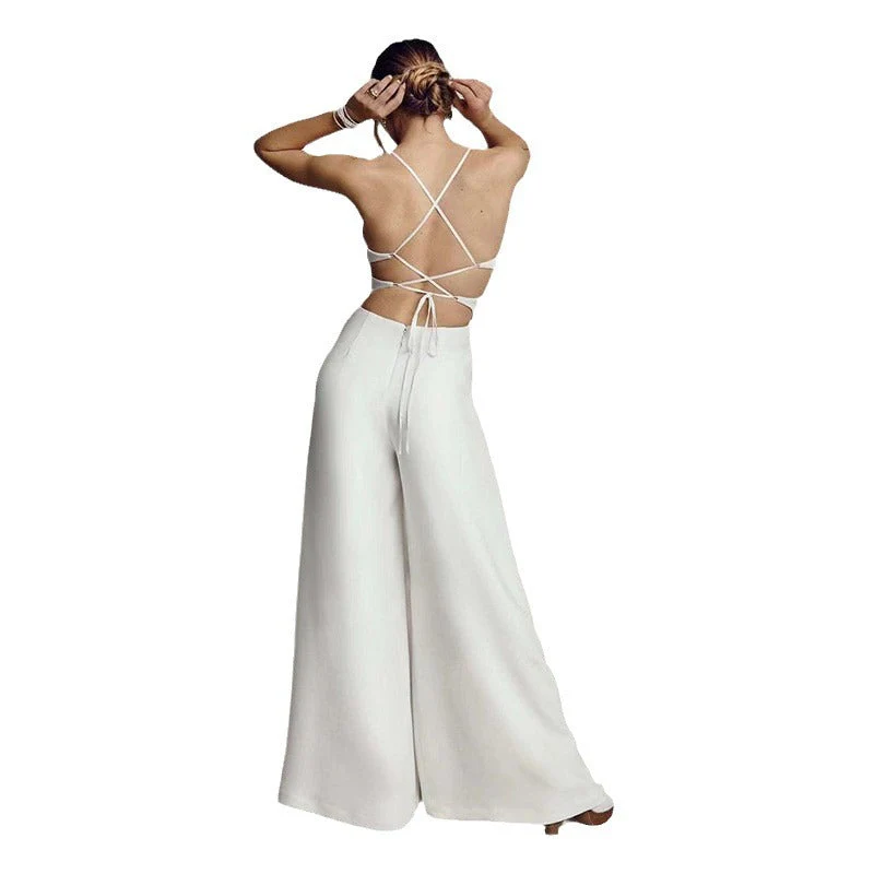 Damen Jumpsuit mit Elegantem V-Ausschnitt und Fließendem Bein Heidi-Mode - Image 5