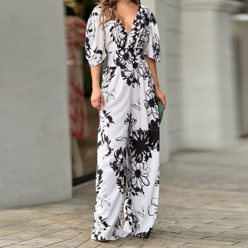 Damen Jumpsuit mit Floralem Design und Voluminösen Ärmeln Heidi-Mode - Image 3