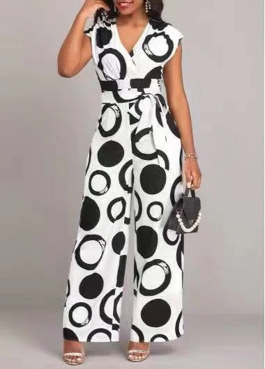 Damen Jumpsuit mit modernem Kreismuster und Taillengürtel Heidi-Mode - Image 6