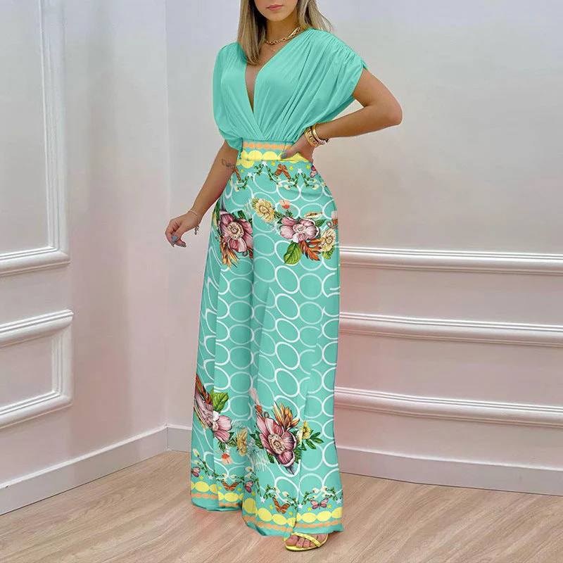 Damen Jumpsuit mit Tiefem V-Ausschnitt und Weitem Bein Heidi-Mode - Image 10