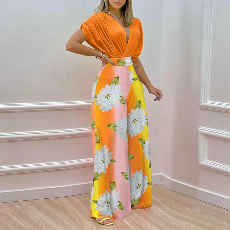 Damen Jumpsuit mit Tiefem V-Ausschnitt und Weitem Bein Heidi-Mode - Image 2