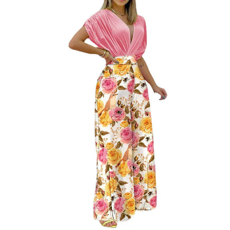 Damen Jumpsuit mit Tiefem V-Ausschnitt und Weitem Bein Heidi-Mode - Image 5
