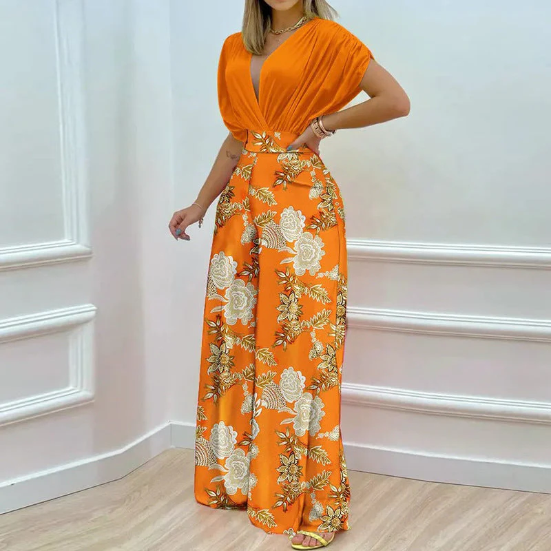 Damen Jumpsuit mit Tiefem V-Ausschnitt und Weitem Bein Heidi-Mode - Image 6