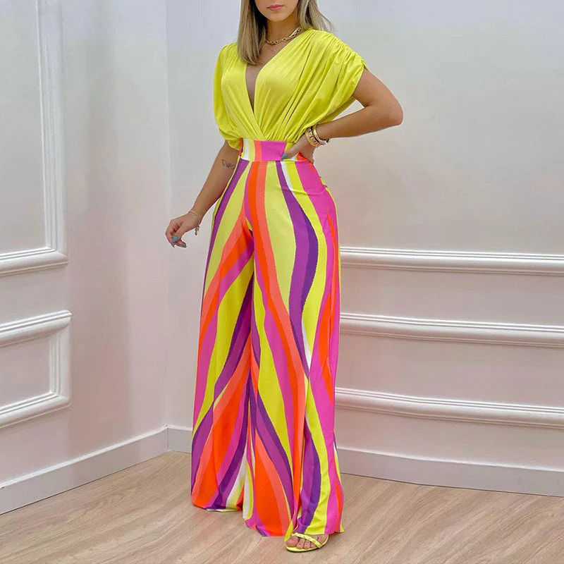 Damen Jumpsuit mit Tiefem V-Ausschnitt und Weitem Bein Heidi-Mode - Image 8