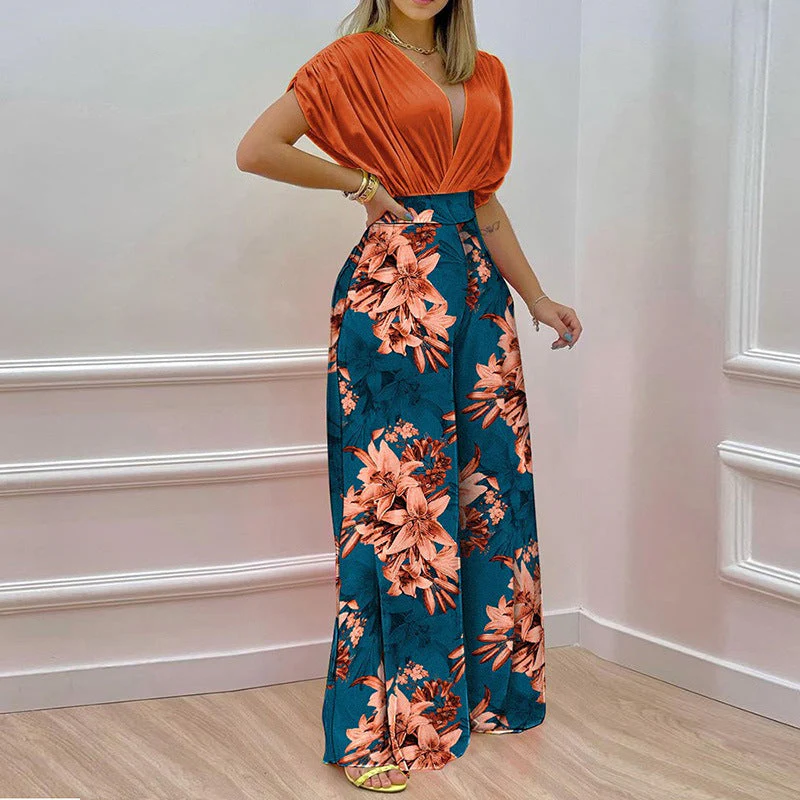 Damen Jumpsuit mit Tiefem V-Ausschnitt und Weitem Bein Heidi-Mode - Image 9