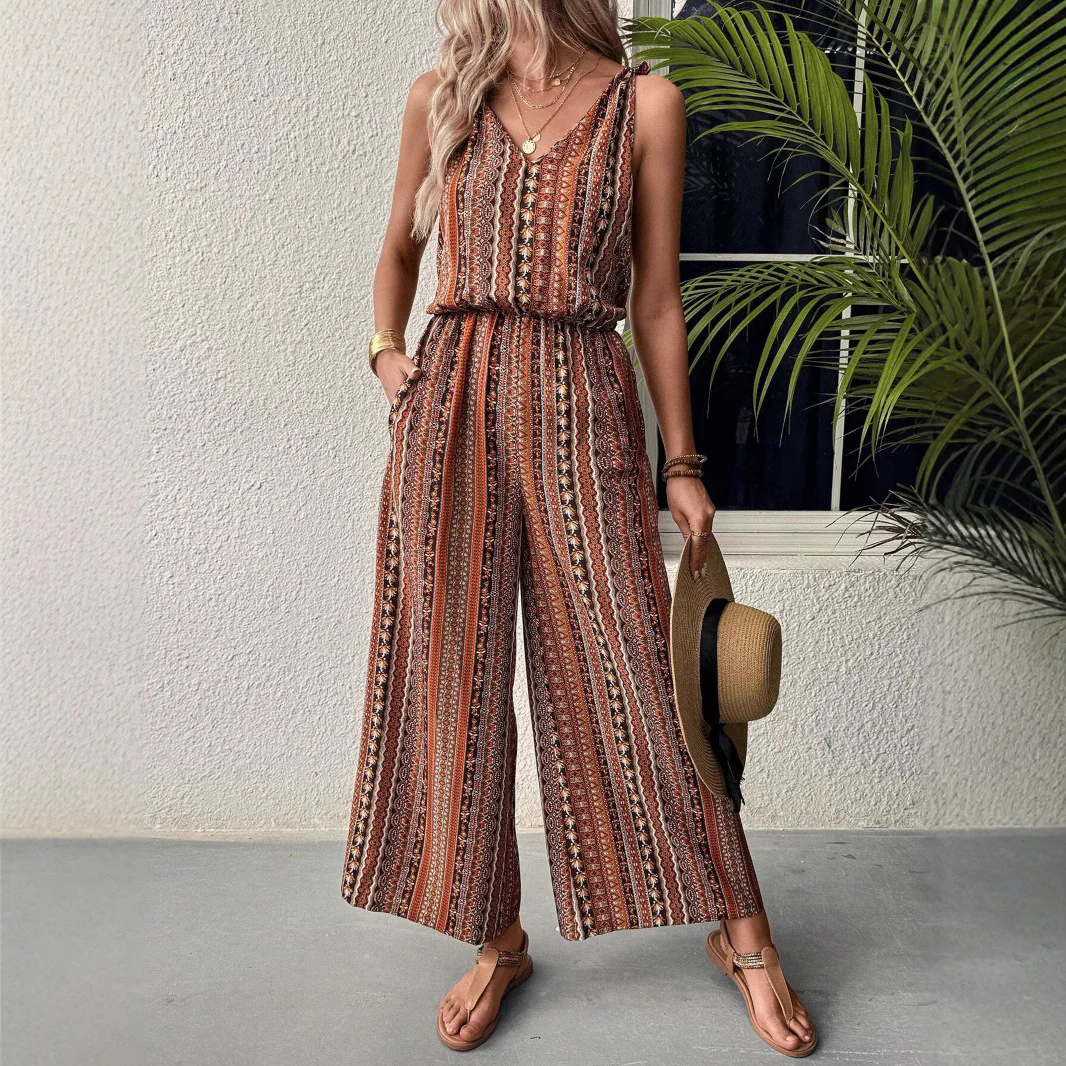 Damen Jumpsuit mit weitem Bein und V-Ausschnitt Heidi-Mode - Image 3