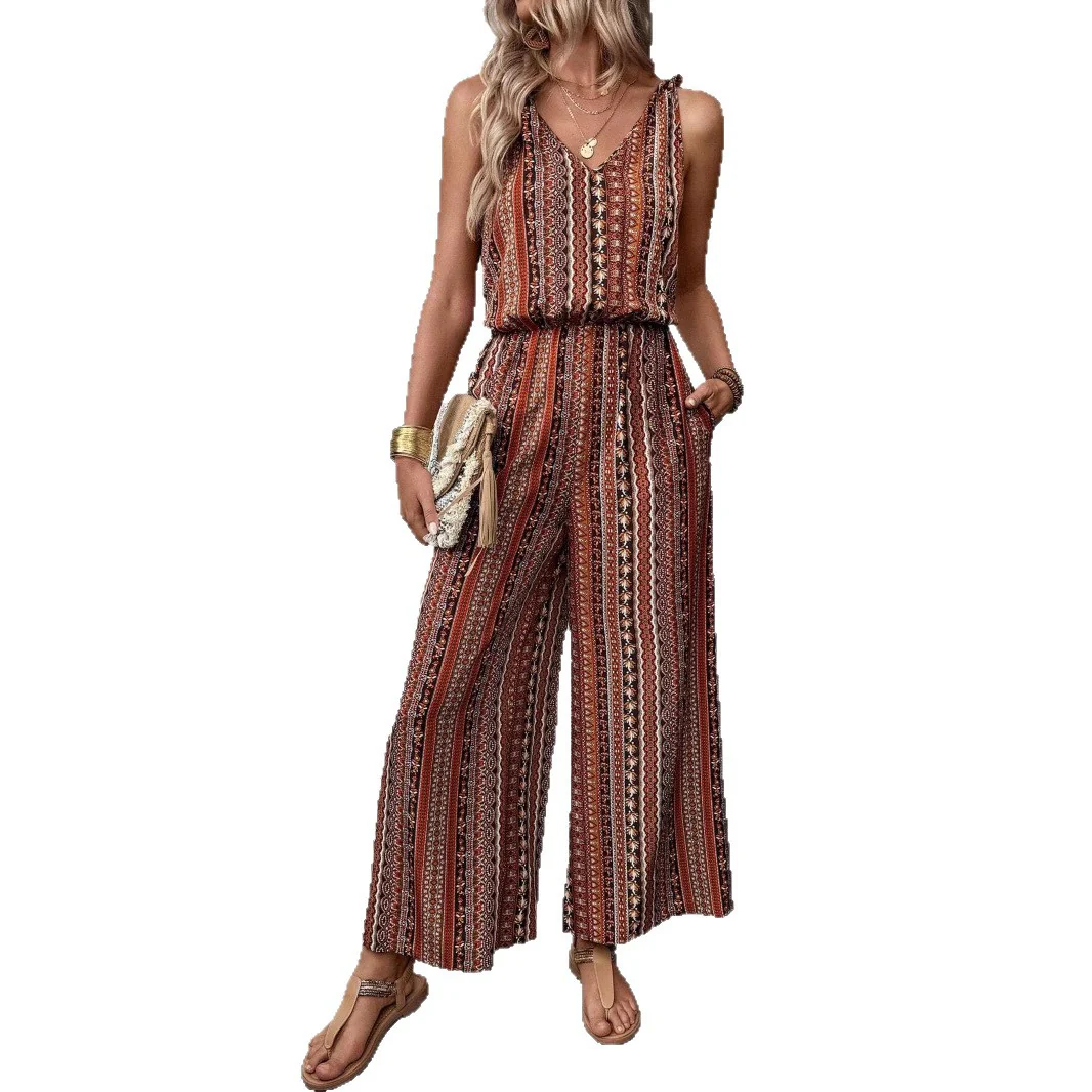 Damen Jumpsuit mit weitem Bein und V-Ausschnitt Heidi-Mode - Image 5