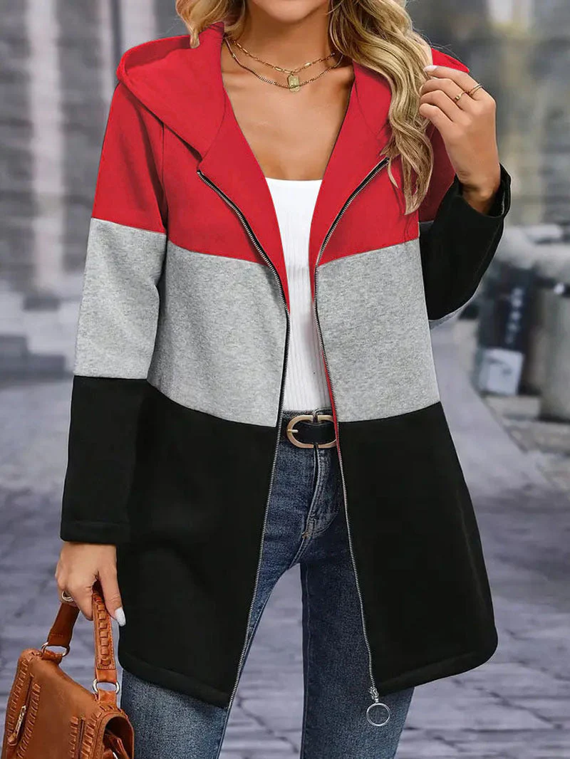 Damen Kapuzenjacke mit Modernem Farbblockdesign und Praktischen Reißverschlusstaschen Heidi-Mode - Image 7