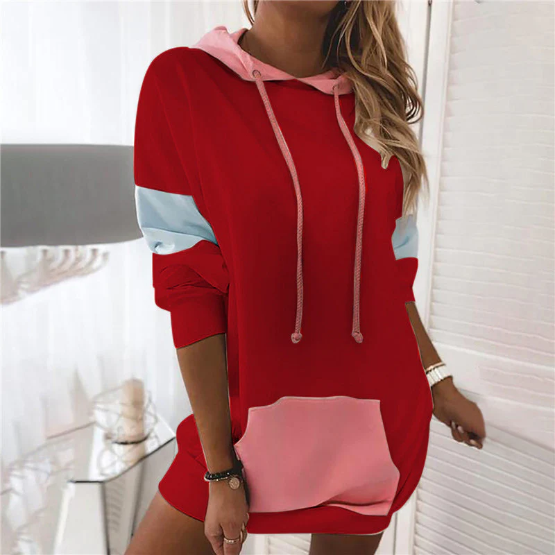 Damen Kapuzenkleid in sportlichem Design mit praktischen Taschen Heidi-Mode - Image 9
