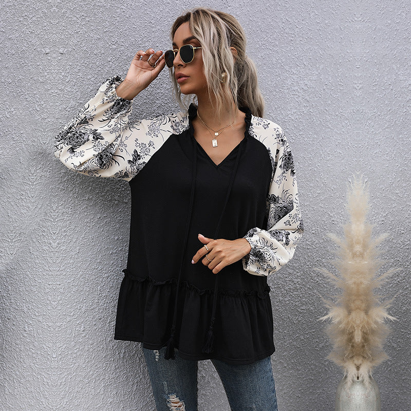 Damen Kapuzenpullover mit Floralem Design und Peplum Schnitt Heidi-Mode - Image 3