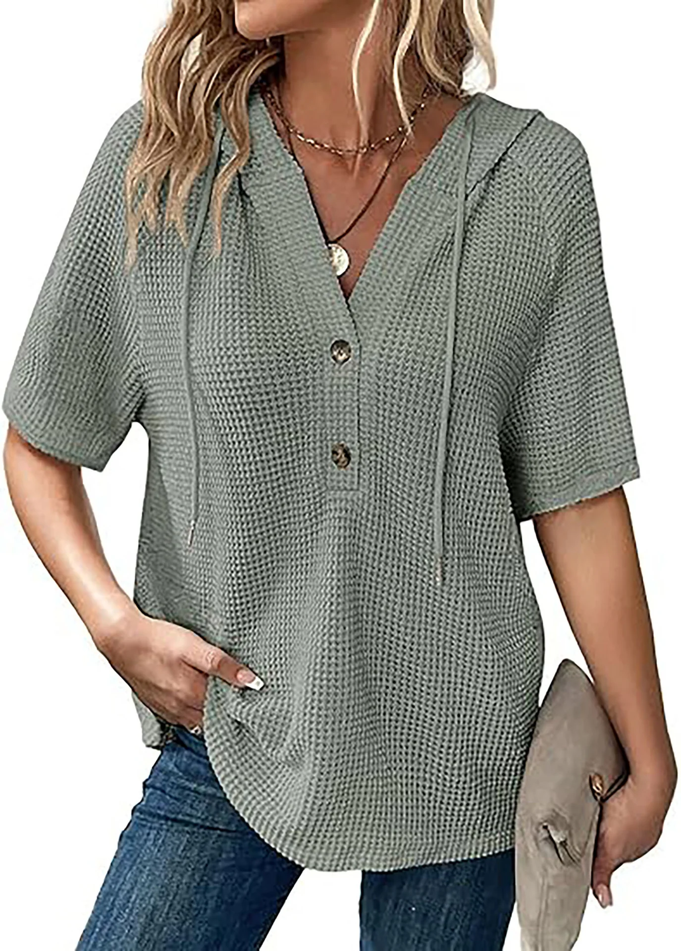 Damen Kapuzenshirt im Waffelmuster Heidi-Mode - Image 2