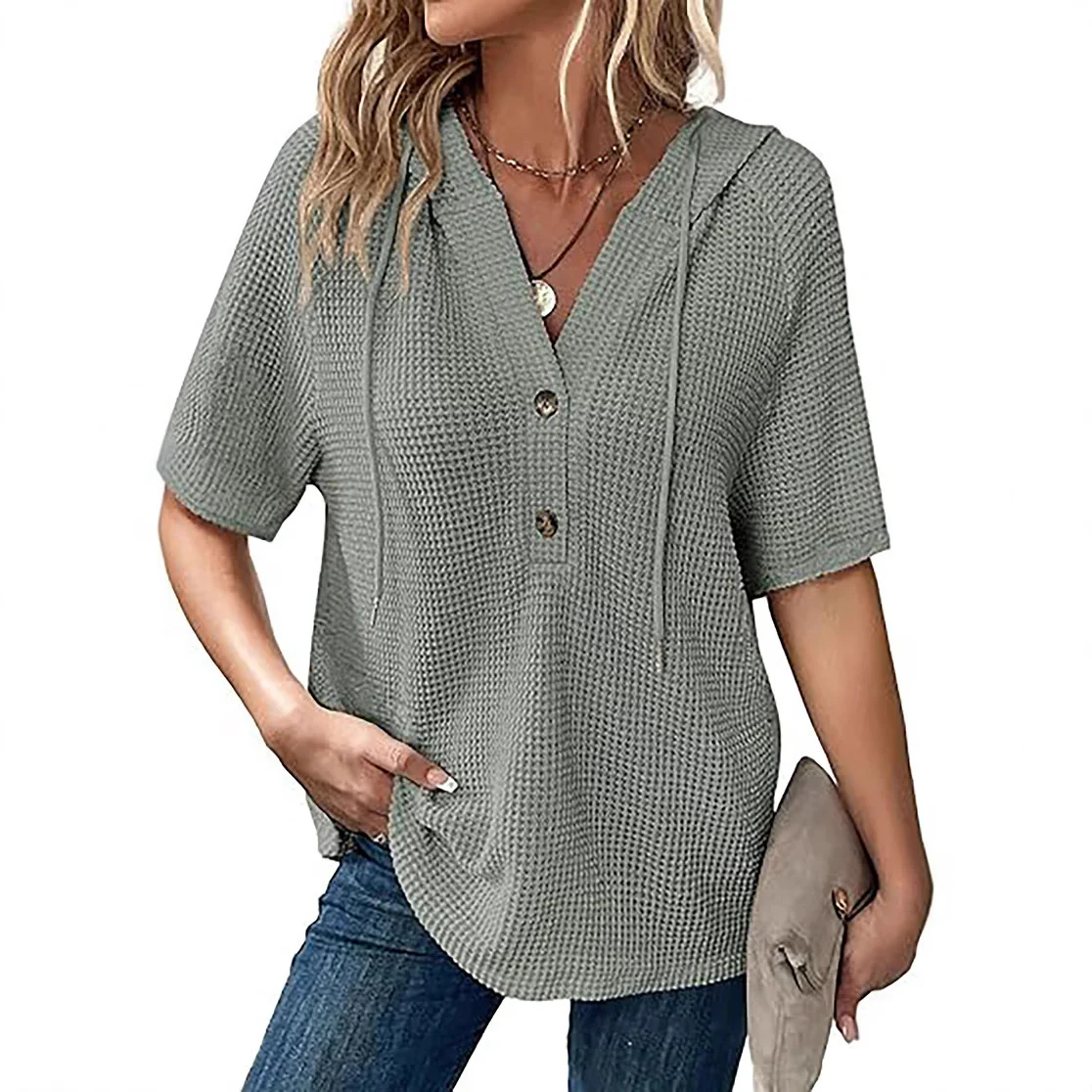 Damen Kapuzenshirt im Waffelmuster Heidi-Mode - Image 5