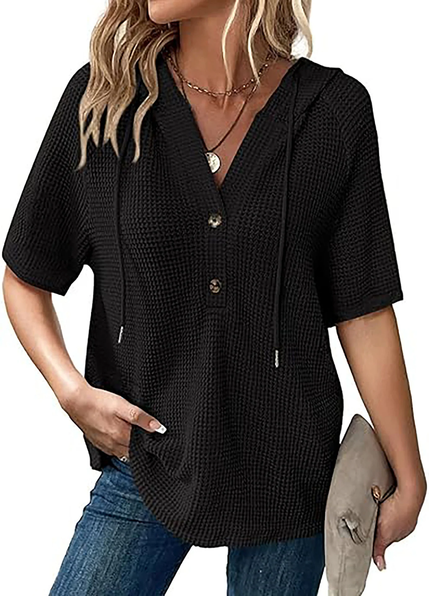 Damen Kapuzenshirt im Waffelmuster Heidi-Mode - Image 9