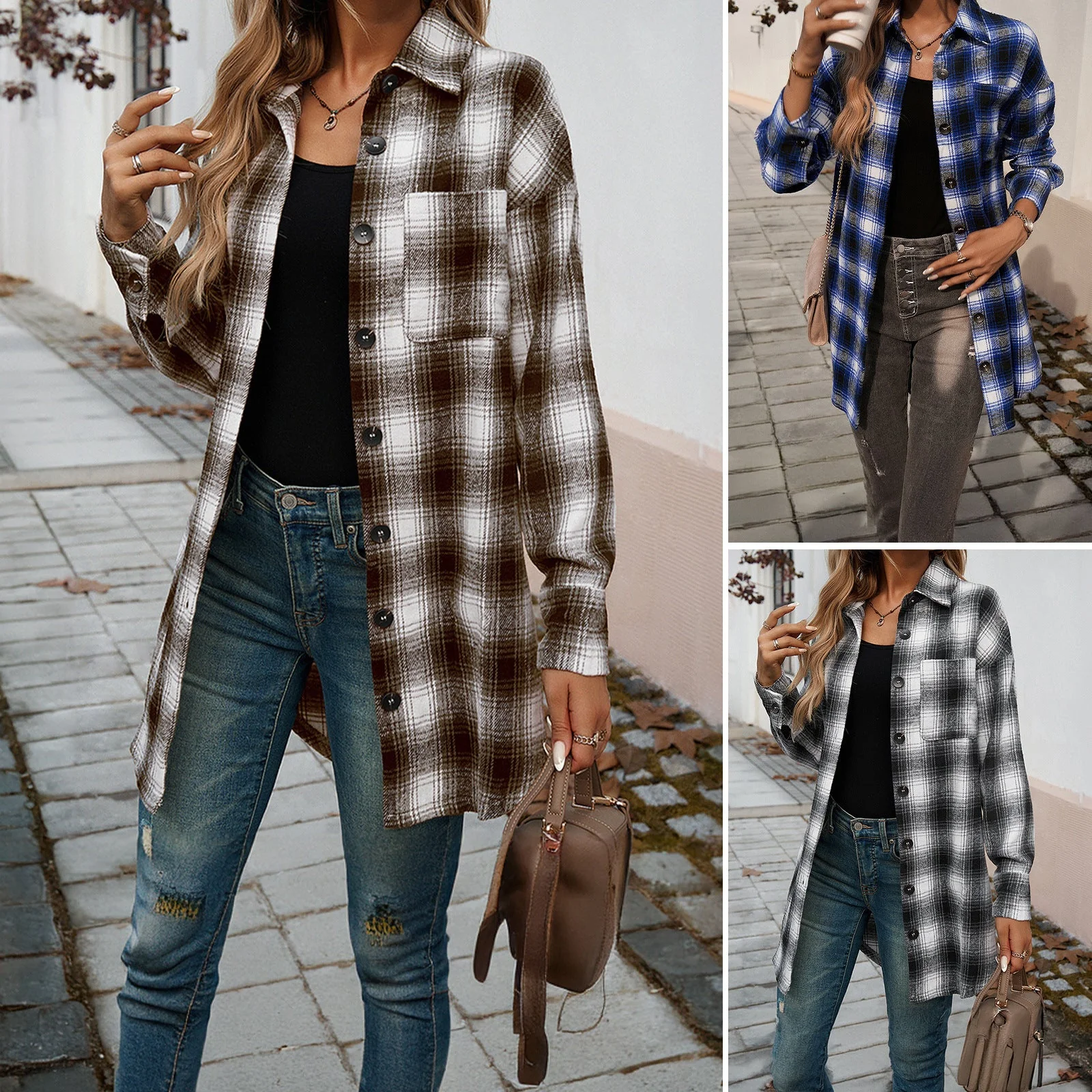 Damen Karierte Overshirt mit Lässiger Passform und Modernen Details Heidi-Mode