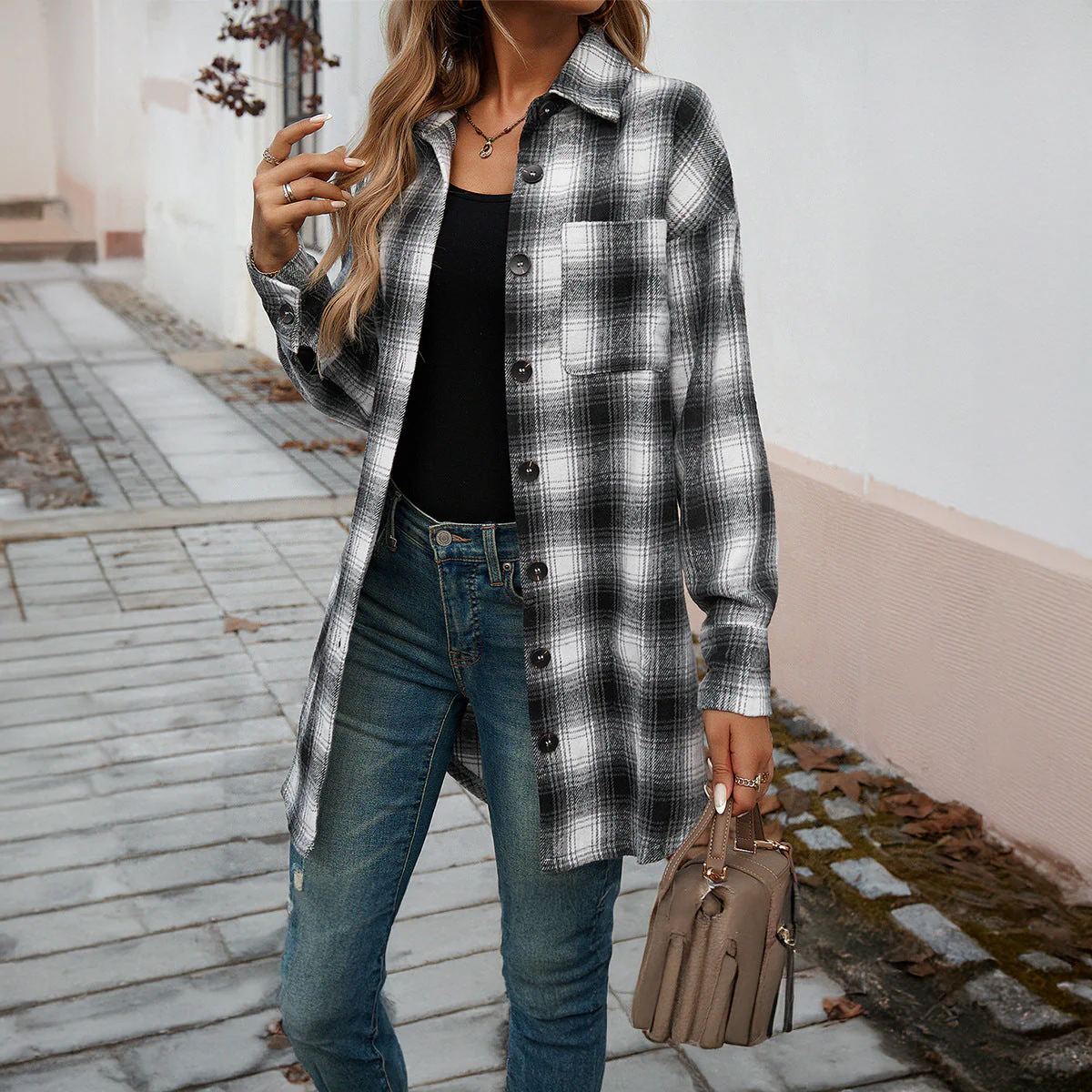 Damen Karierte Overshirt mit Lässiger Passform und Modernen Details Heidi-Mode - Image 3