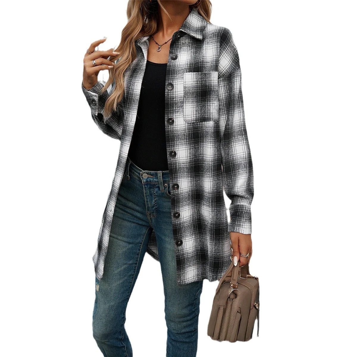 Damen Karierte Overshirt mit Lässiger Passform und Modernen Details Heidi-Mode - Image 5
