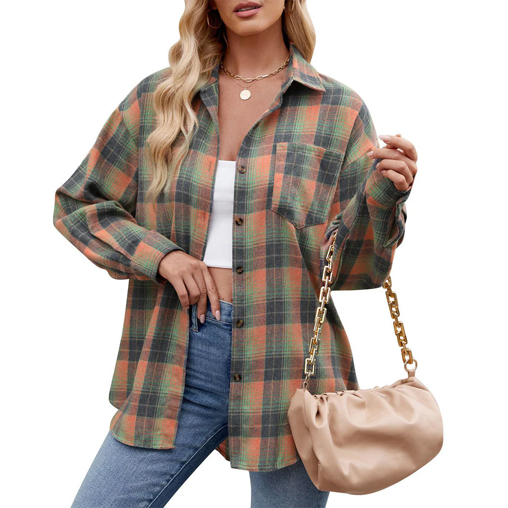 Damen Karierte Oversized Hemdbluse Heidi-Mode - Image 3