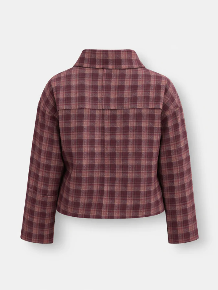 Damen Karierte Oversized-Jacke mit hohem Kragen und einzigartiger Knopfleiste Heidi-Mode - Image 4