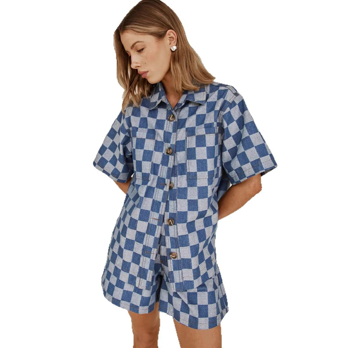 Damen Karierter Hemden-Set Aus Denim Heidi-Mode - Image 5