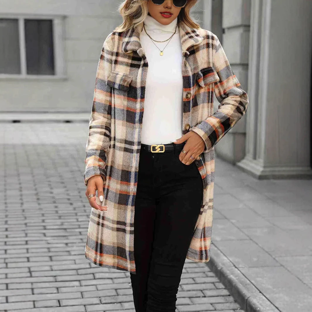 Damen Karierter Oversized-Wintermantel mit Praktischen Taschen und Knopfdetail Heidi-Mode - Image 2