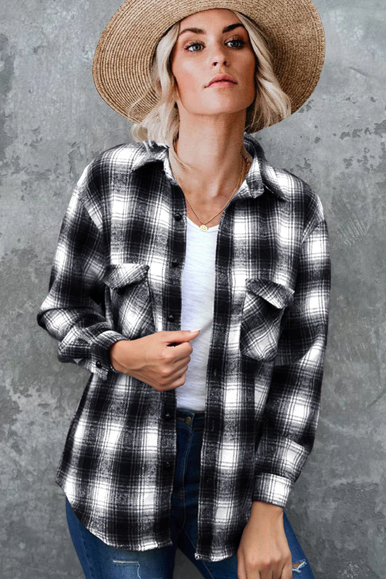 Damen Karo-Hemdjacke Aus Weichem Flanell mit Praktischen Taschen Heidi-Mode - Image 10